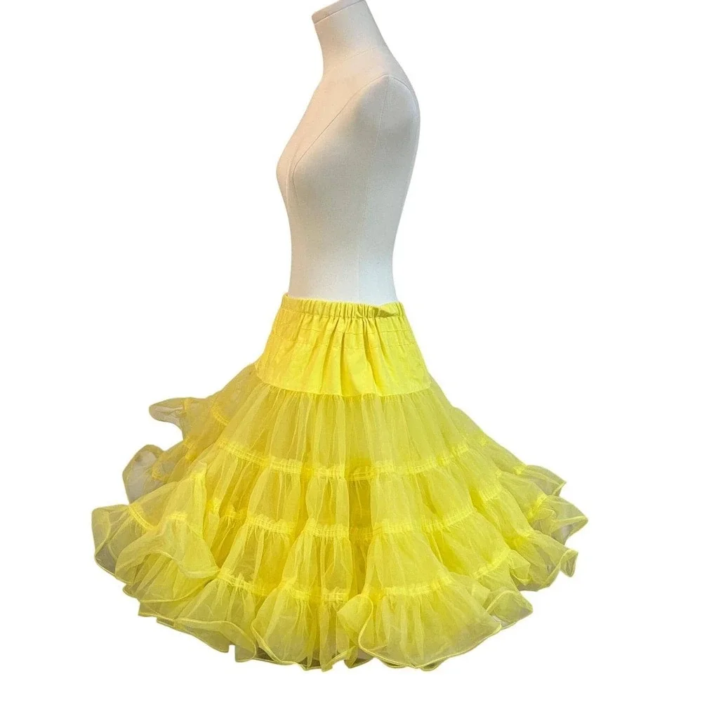 Vintage Malco Modes Yellow Nylon Petticoat Crinoline Rockabilly‎ Skirt Large